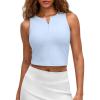 imageG4Free BareFeel Womens Cropped Tank Tops Half Zip Workout Athletic Shirts Sleeveless for Gym Tennis Slim FitLight Denim