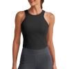 imageG4Free Barefeel Built in Bra Workout Tops for Women Removable Pads Longline Sport Bras Racerback Athletic Tank Yoga GymBlack