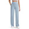 imageG4Free Breathable Ribbed Women Casual Wide Leg Pants with Pockets Lightweight High Waist Yoga Pants PetiteRegularTallBlue Willow