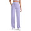 imageG4Free Breathable Ribbed Women Casual Wide Leg Pants with Pockets Lightweight High Waist Yoga Pants PetiteRegularTallLavender