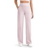 imageG4Free Breathable Ribbed Women Casual Wide Leg Pants with Pockets Lightweight High Waist Yoga Pants PetiteRegularTallLight Pink