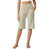 imageG4Free Capri Pants for Women 14quot Knee Length Wide Leg Yoga Capris Dressy Casual Summer Crop Pants with PocketsApricot