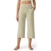 imageG4Free Capri Pants for Women Wide Leg Yoga Dress Cropped Pants Capri Leggings with Pockets for Casual SummerApricot