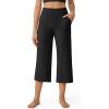 imageG4Free Capri Pants for Women Wide Leg Yoga Dress Cropped Pants Capri Leggings with Pockets for Casual SummerBlack