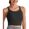 imageG4Free Cropped Workout Tops for Women Built in Bra Removable Padded Longline Sports Bras Racerback Yoga TopsBlack