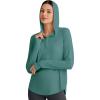imageG4Free Lightbreeze Womens UPF 50 Sun Shirts with Hoodie Long Sleeve Workout Tops Half Zip Rash Guard Hiking FishingMyrtle Green
