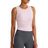 imageG4Free Lightbreeze Workout Tank Tops for Women Side Ruched Sleeveless High Neck Crop Top Summer Athletic Gym ShirtsPink