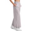 imageG4Free Lightweight Flowy Wide Leg Ankle Pants Women Side Slit High Waisted Baggy Trouser Casual Lounge SummerLight Gray