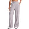 imageG4Free Lightweight Flowy Wide Leg Pants Woman Elastic Waist Front Seam Loose Casual Summer TrousersGrey