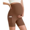 imageG4Free Maternity Biker Shorts with Pockets Over The Belly Legging 5quot Pregnancy Yoga Pants Athletic WorkoutCoffee