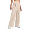 imageG4Free ShiftReady Women Wide Leg Dress Yoga Pant with Pockets Front Pleated Loose Lounge Slack Dressy Casual Travel TrousersLight Khaki