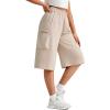 imageG4Free Smoofit Modal Soft Capri Yoga Pants for Women 13quot Knee Length Wide Leg Cargo Sweatpants Travel Casual Bermuda ShortsLight Khaki