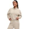 imageG4Free Smoofit Modal Soft Womens HalfZip Pullover Mock Neck Long Sleeve Sweatshirts with Side SlitsLight Khaki