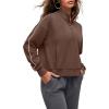 imageG4Free Smoofit Modal Soft Womens HalfZip Sweatshirts Pullover Mock Neck Casual Tops with PocketsDark Coffee