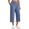 imageG4Free Smoofit Modal Soft Womens Wide Leg Capri Sweatpants High Waist Casual Lounge Cropped Pants with PocketsDemin Blue