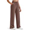 imageG4Free Smoofit Modal Soft Womens Wide Leg Sweatpants High Waisted Drawstring Side Slit Casual Lounge Pants with PocketsCoffee Brown