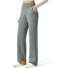 imageG4Free Women Fleece Lined Pants with Pockets Wide Leg Winter Thermal Work Trousers Dressy Casual PetiteRegularTallGray Sage