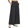 imageG4Free Women Lightweight Wide Leg Ankle Track Pants with Pockets Stretchy Casual Travel TrousersBlack