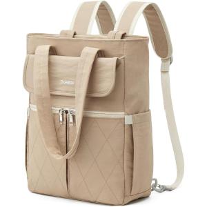 imageG4Free 2 in 1 Slim Tote Backpack 15quot Laptop Backpack Work Daypack for WomenKhaki
