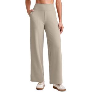 imageG4Free 255275295 Wide Leg Pants for Women 78 Length Yoga Dress Pants High Waist Stretch with Pockets Casual WorkMatcha