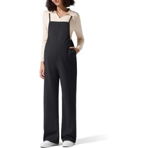 imageG4Free Maternity Jumpsuits Adjustable Strap Overalls Pregnancy Wide Leg Rompers with PocketsBlack