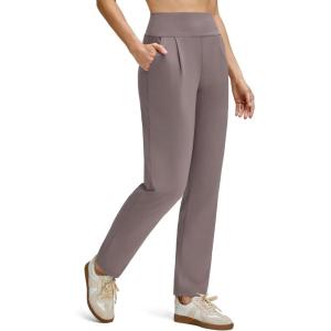 imageG4Free ShiftReady Ankle Womens Casual Pants with Pockets Tapered Leg Pleated High Waist Trousers for Work Casual TravelTaupe
