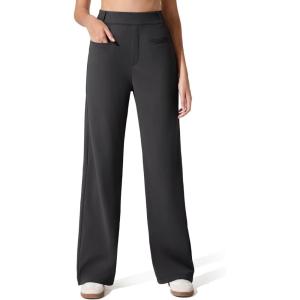 imageG4Free ShiftReady Womens Work Pants with Pockets Straight Leg Slack with Belt Loops Dress TrousersBlack