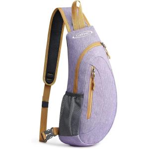 imageG4Free Sling Bag for Men Women Small Crossbody Backpack Lightweight Chest Shoulder Bags for Travel Outdoor and Sports BlackLight Purple