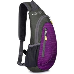 imageG4Free Sling Bag for Men Women Small Crossbody Backpack Lightweight Chest Shoulder Bags for Travel Outdoor and Sports BlackPurple