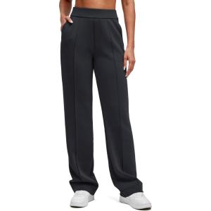 imageG4Free Smoofit Modal Soft Straight Leg Sweatpants for Women Elastic High Waist Casual Lounge Dress Pants with PocketsBlack