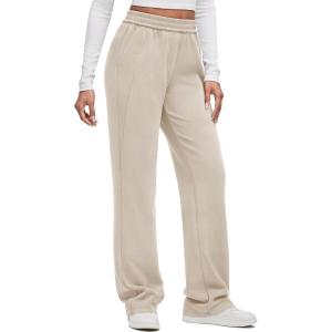 imageG4Free Smoofit Modal Soft Wide Leg Sweatpants for Women High Waisted Casual Lounge Travel Pants with PocketsLight Khaki