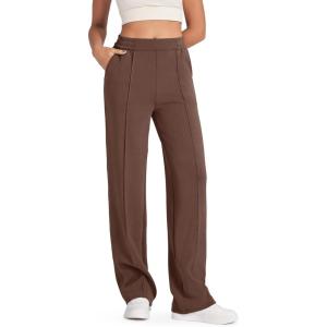 imageG4Free Smoofit Modal Soft Women Wide Leg Sweatpants with Pockets Yoga Pants Casual Lounge Trousers 25quot27quot29quot31quot33quotDark Coffee