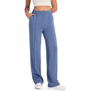 imageG4Free Smoofit Modal Soft Women Wide Leg Sweatpants with Pockets Yoga Pants Casual Lounge Trousers 25quot27quot29quot31quot33quotDemin Blue