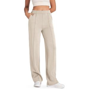 imageG4Free Smoofit Modal Soft Women Wide Leg Sweatpants with Pockets Yoga Pants Casual Lounge Trousers 25quot27quot29quot31quot33quotLight Khaki