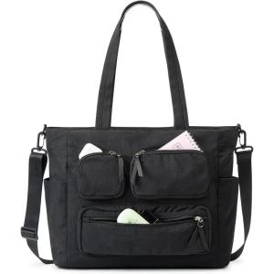 imageG4Free Tote Bag for Women Lightweight Work Bag with 15quot Laptop Pocket for Teacher Nurse Casual Shoulder Bag for Travel DailyBlack