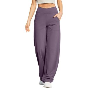 imageG4Free Wide Leg Pants for Women Loose Yoga Pants with Pockets PetiteRegularTall Stretch Casual Lounge PantsPotent Purple