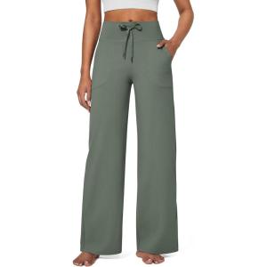imageG4Free Wide Leg Pants for Women Yoga Pants High Waist Sweatpants with Pockets Stretch Lounge Pants Comfy WorkoutGrey Sage