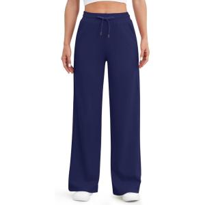 imageG4Free Womens Wide Leg Pants High Waisted Yoga Pants with Pockets Casual Drawstring SweatpantsRoyal Blue