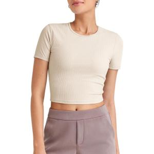 imageG4Free Workout Shirts Women Slim Fit Athletic Gym Work Out Tops Crop Short Sleeve Basic Yoga Tshirts Casual SummerLight Khaki
