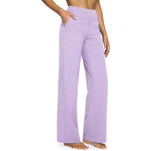 imageG4Free Yoga Pants Women Wide Leg Pants with Pockets High Waist Stretch Dress Casual Sweatpants PetiteRegularTallLavender