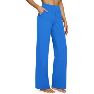 imageG4Free Yoga Pants Women Wide Leg Pants with Pockets High Waist Stretch Dress Casual Sweatpants PetiteRegularTallStrong Blue