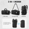 imageG4Free 3in1 Travel Duffle Bag for Men and Women 50L Large Gym Sports Bags Tactical Military Duffle Backpack with Shoes Compartment and Wet Pocket BlackBlack