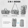 imageG4Free 3in1 Travel Duffle Bag for Men and Women 50L Large Gym Sports Bags Tactical Military Duffle Backpack with Shoes Compartment and Wet Pocket BlackLight Grey