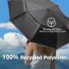 imageG4Free 42 Inch Eco Windproof Folding Umbrella for Rain ampamp Sun 9 Ribs Wind Resistant Strong Fiberglass Double Canopy with Reflective Strip for Women Men Auto Open Close For Car ampamp BackpackBlackPurple Daisy
