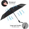 imageG4Free 42 Inch Eco Windproof Folding Umbrella for Rain ampamp Sun 9 Ribs Wind Resistant Strong Fiberglass Double Canopy with Reflective Strip for Women Men Auto Open Close For Car ampamp BackpackBlack