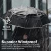 imageG4Free 42 Inch Eco Windproof Folding Umbrella for Rain ampamp Sun 9 Ribs Wind Resistant Strong Fiberglass Double Canopy with Reflective Strip for Women Men Auto Open Close For Car ampamp BackpackBlackPurple Daisy
