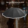 imageG4Free 42 Inch Eco Windproof Folding Umbrella for Rain ampamp Sun 9 Ribs Wind Resistant Strong Fiberglass Double Canopy with Reflective Strip for Women Men Auto Open Close For Car ampamp BackpackBlackAurora