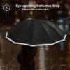 imageG4Free 42 Inch Eco Windproof Folding Umbrella for Rain ampamp Sun 9 Ribs Wind Resistant Strong Fiberglass Double Canopy with Reflective Strip for Women Men Auto Open Close For Car ampamp BackpackBlack