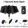 imageG4Free 42 Inch Eco Windproof Folding Umbrella for Rain ampamp Sun 9 Ribs Wind Resistant Strong Fiberglass Double Canopy with Reflective Strip for Women Men Auto Open Close For Car ampamp BackpackBlack