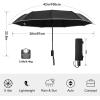 imageG4Free 42 Inch Eco Windproof Folding Umbrella for Rain ampamp Sun 9 Ribs Wind Resistant Strong Fiberglass Double Canopy with Reflective Strip for Women Men Auto Open Close For Car ampamp BackpackBlack